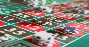 Roulette table with chips